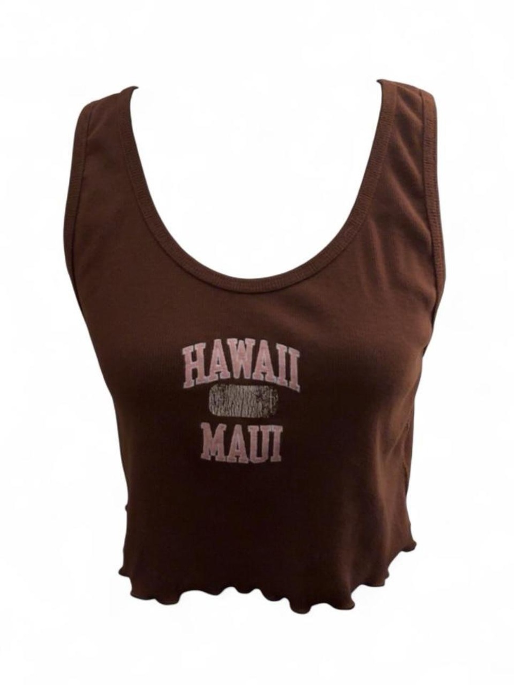 Aeropostale Brown Scoop Neck 'Hawaii Maui' Crop Tank